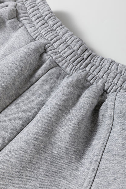 Gray Solid Exposed Seams Hoodie and Joggers Activewear Set