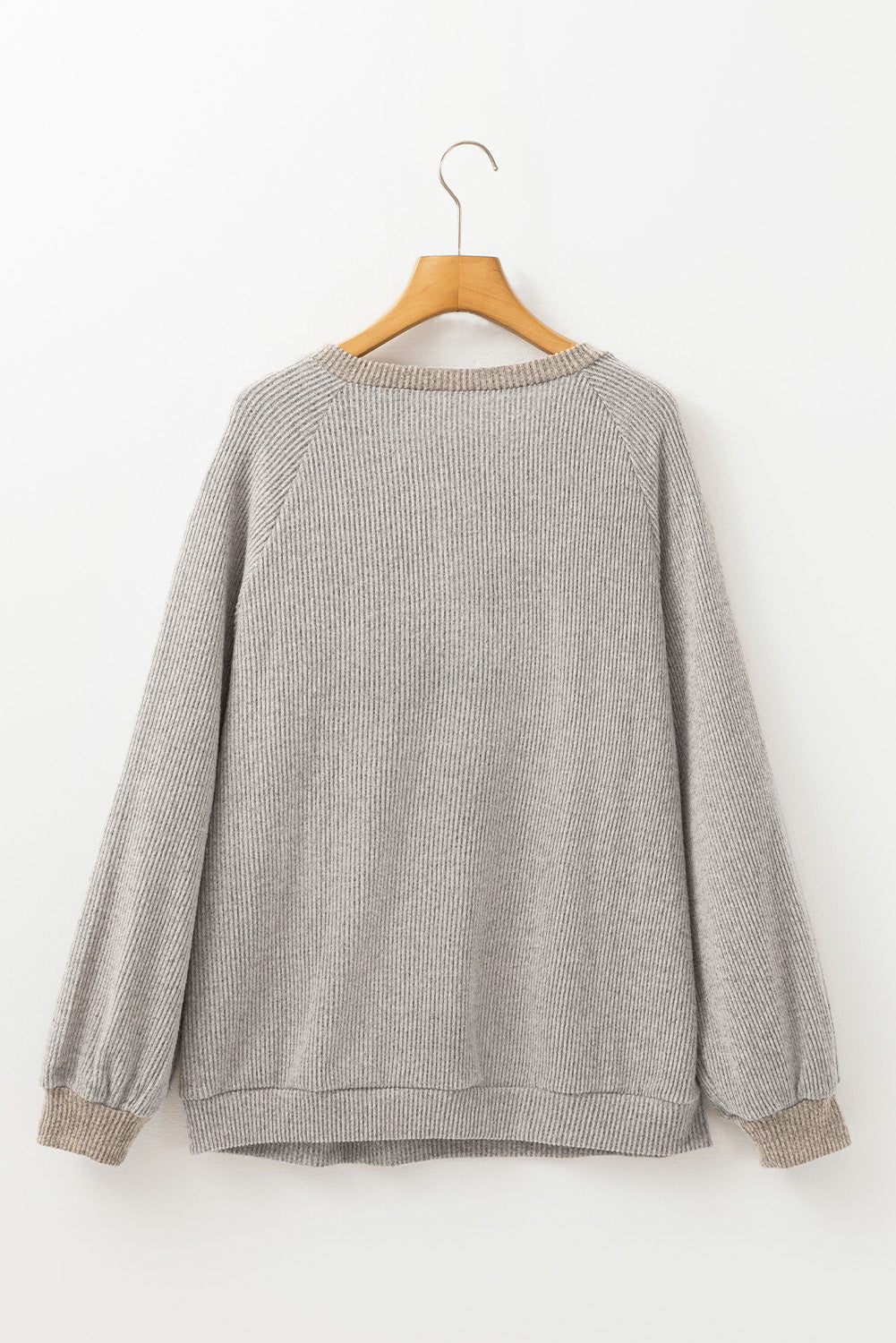 Ribbed Contrast Panel Loose Fit Long Sleeve Top
