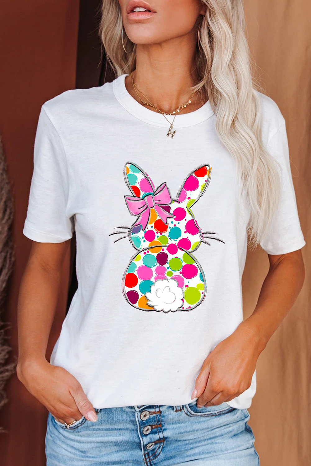 Easter Bunny Polka Dot Bow Graphic Tee
