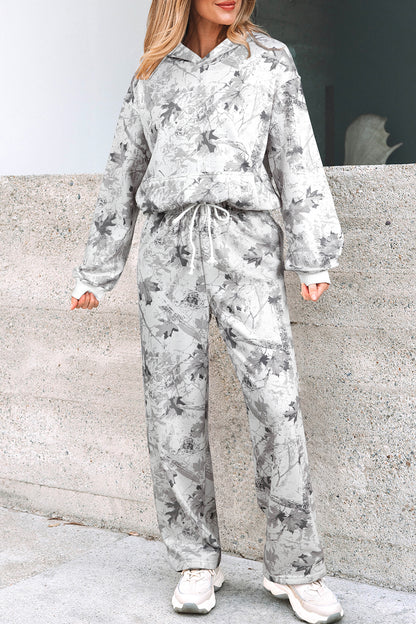 Women’s Light Grey Camo Hoodie & Sweatpants Lounge Set