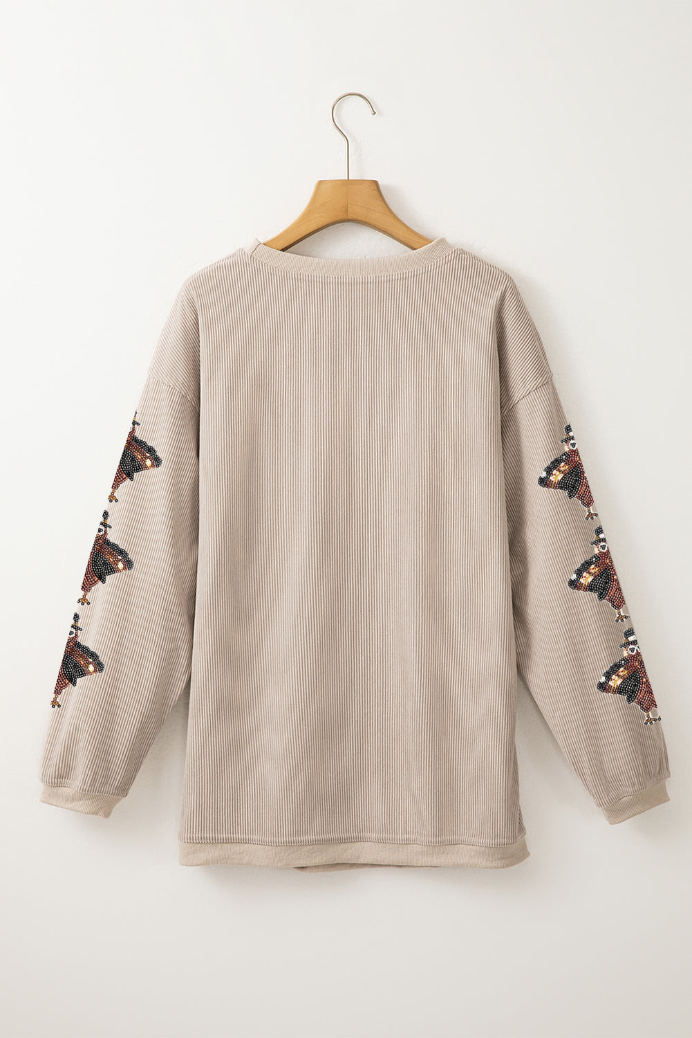 Thanksgiving Turkey Sequin Gobble Corded Sweatshirt