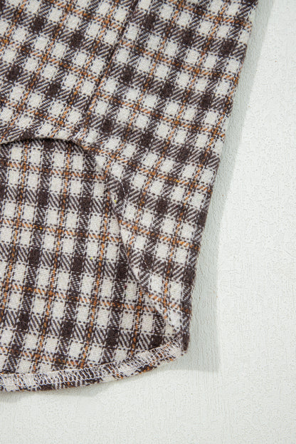 Plaid Shacket with Contrast Corduroy Flap Pockets