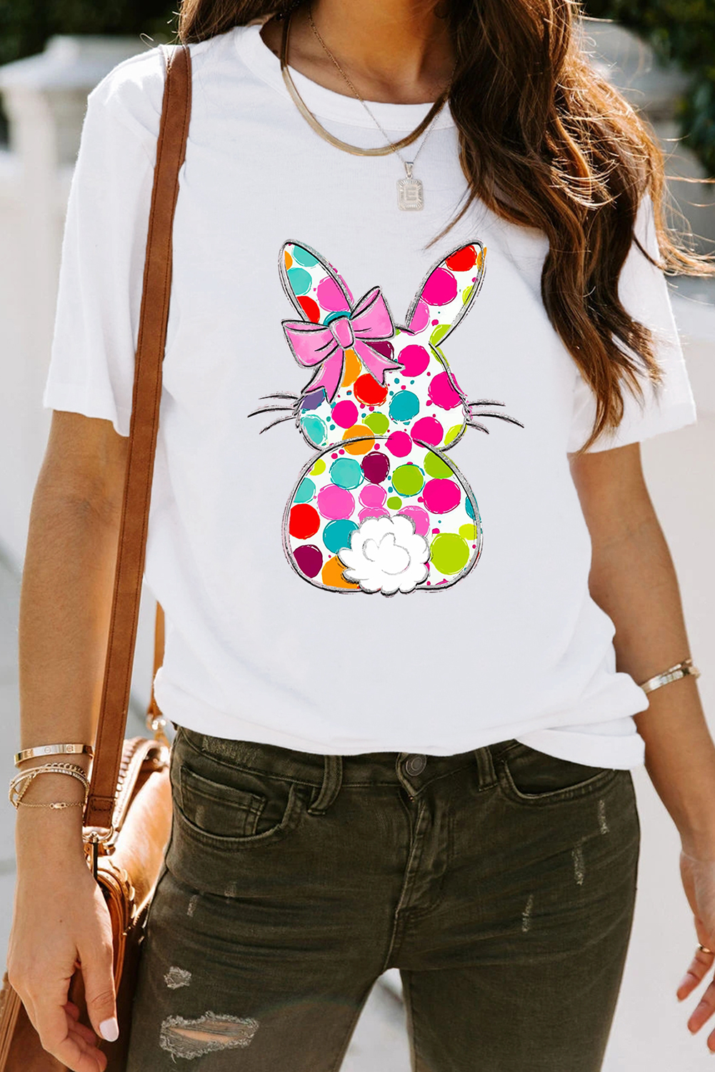 Easter Bunny Polka Dot Bow Graphic Tee