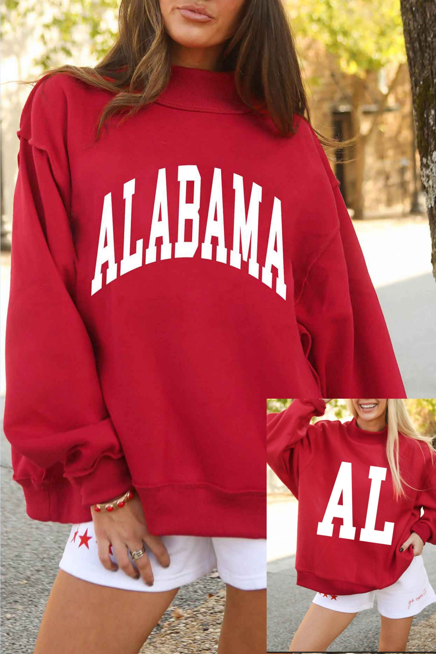 Alabama AL Reversible Game Day Mock Neck Sweatshirt
