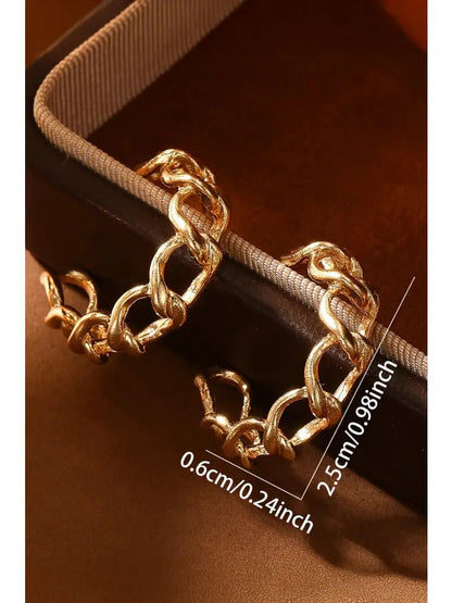 Gold Plated Hoop Chain Stud Earrings Women Jewelry