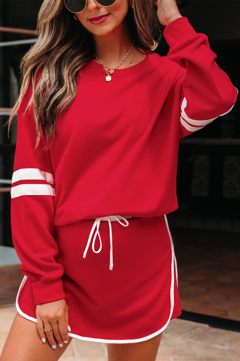 Orange Game Day Varsity Sweatshirt & Skort Set