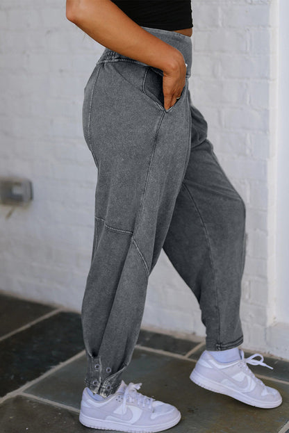 Mineral Wash High Waist Relaxed Fit Jogger Pants