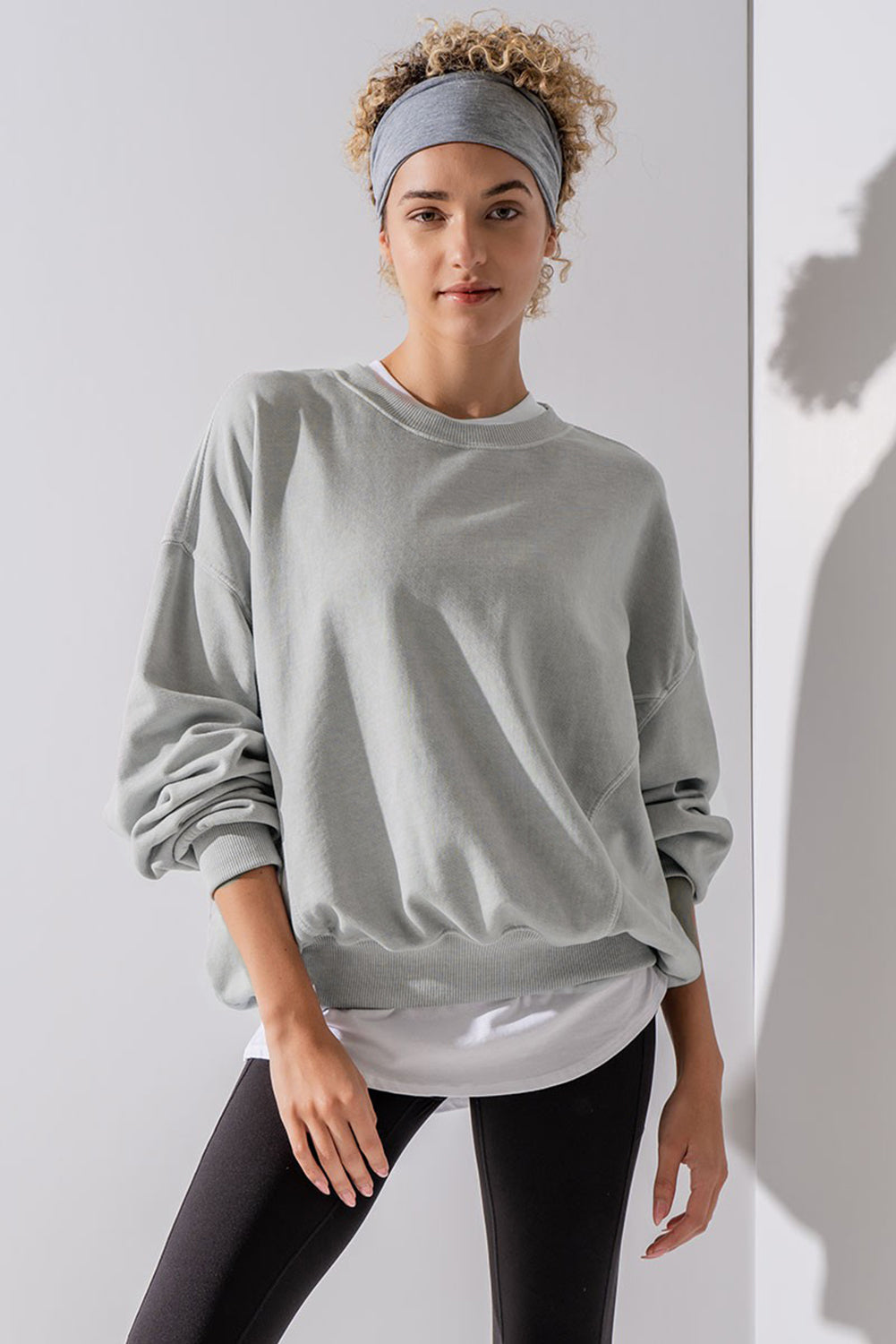 Orchid Petal Exposed Seam Batwing Sleeve Drop Shoulder Sweatshirt