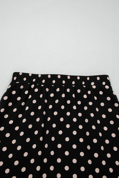 Black Polka Dot Lace Sheer Midi Maxi Skirt