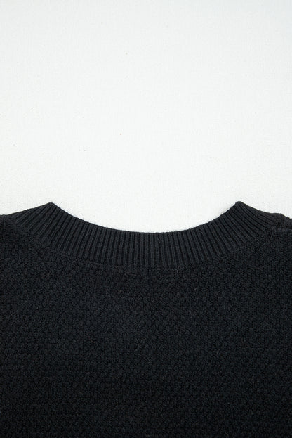 Parchment Color Block Knit Striped Sleeve Detail Casual Sweater