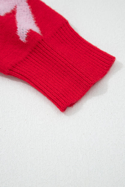 Valentine’s Day Bow Pearl Embellished Knit Sweater