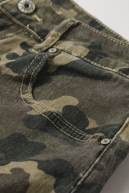 Camo Denim Shorts High Rise Western Casual Summer Shorts