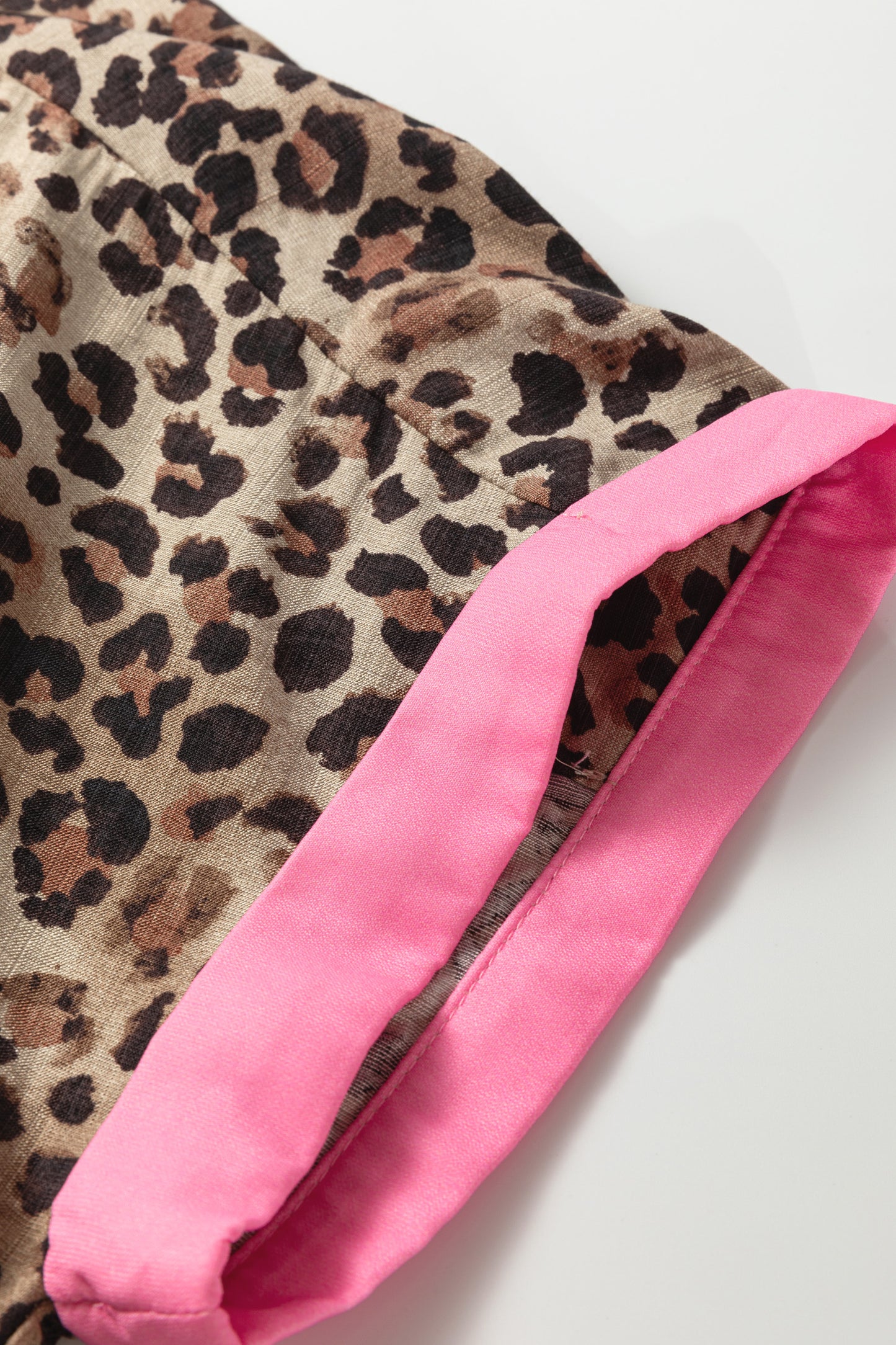 Leopard Print Button Down Shirt Contrast Trim Top