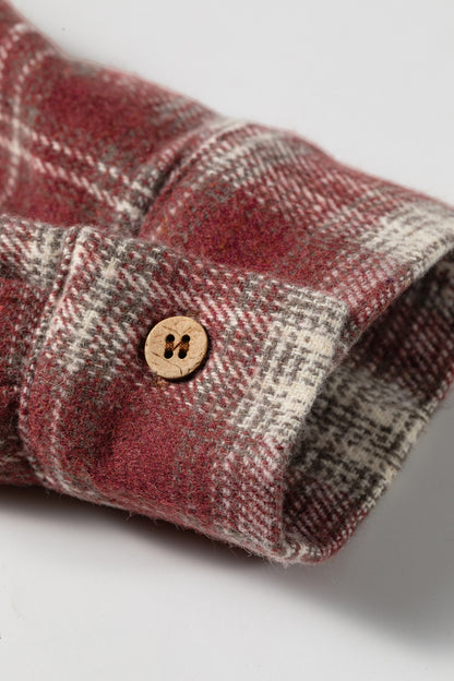 Color Block Plaid Button Down Oversized Flannel Shirt