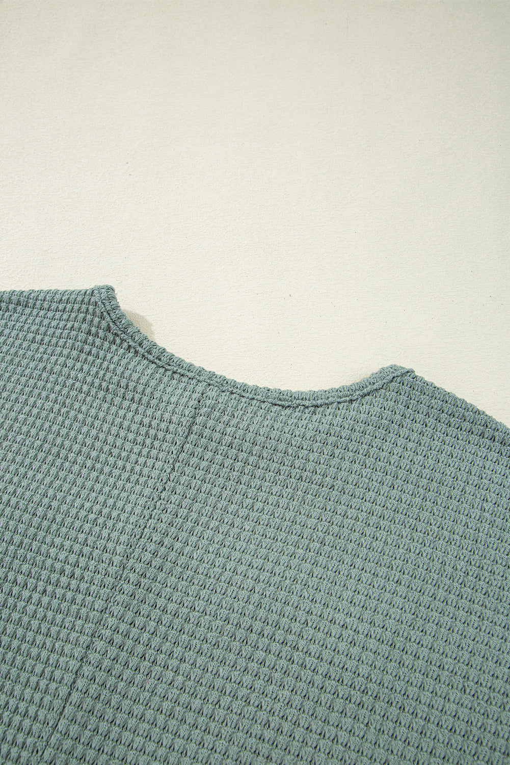 Mist Green Lace Patchwork Waffle Knit Summer Top