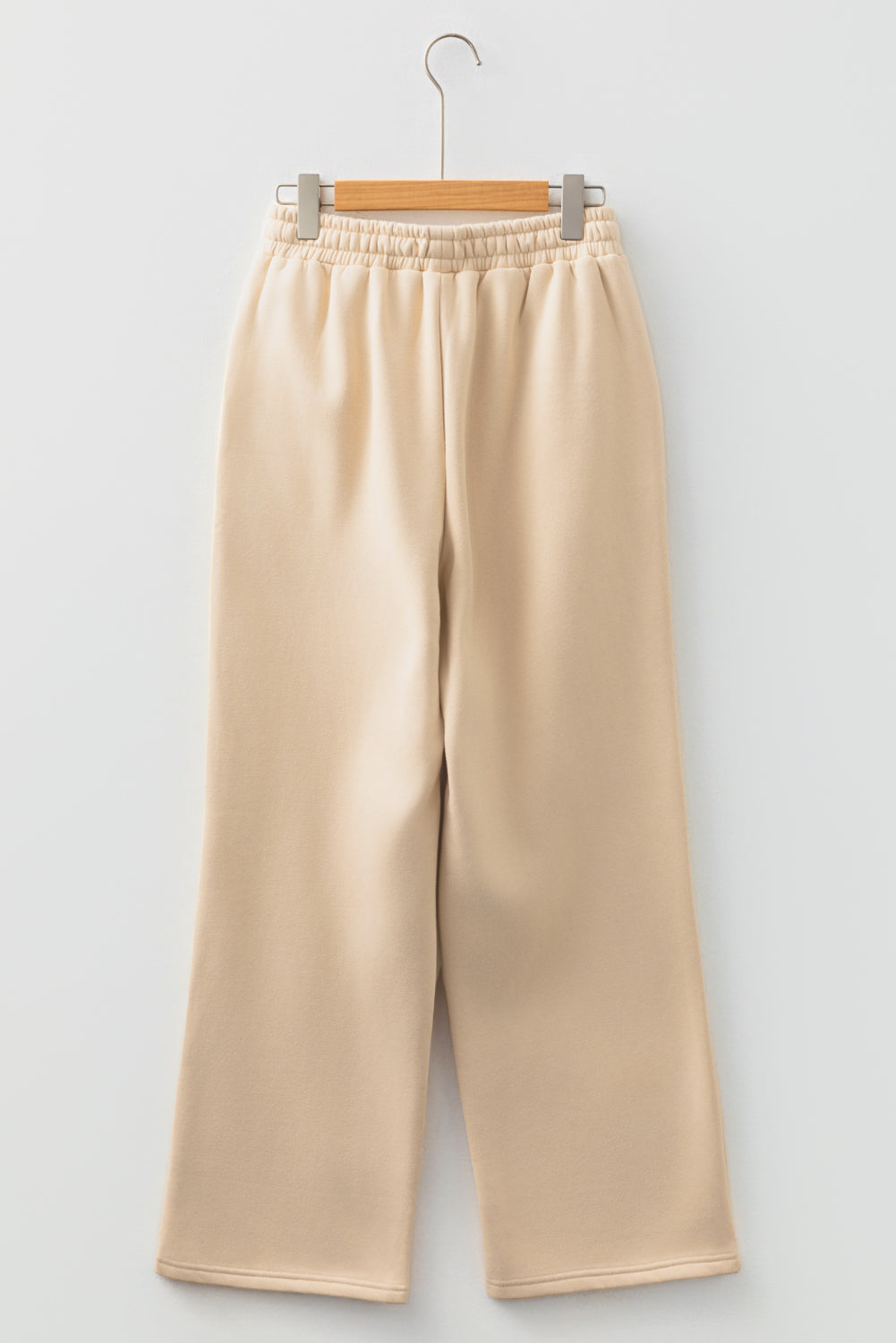 Black Fleece Lined Leopard Drawstring Elastic Waist Solid Pants