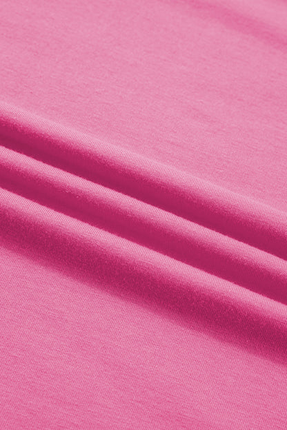 Bright Pink Lounge Set Rainbow Waistband Tee and Shorts