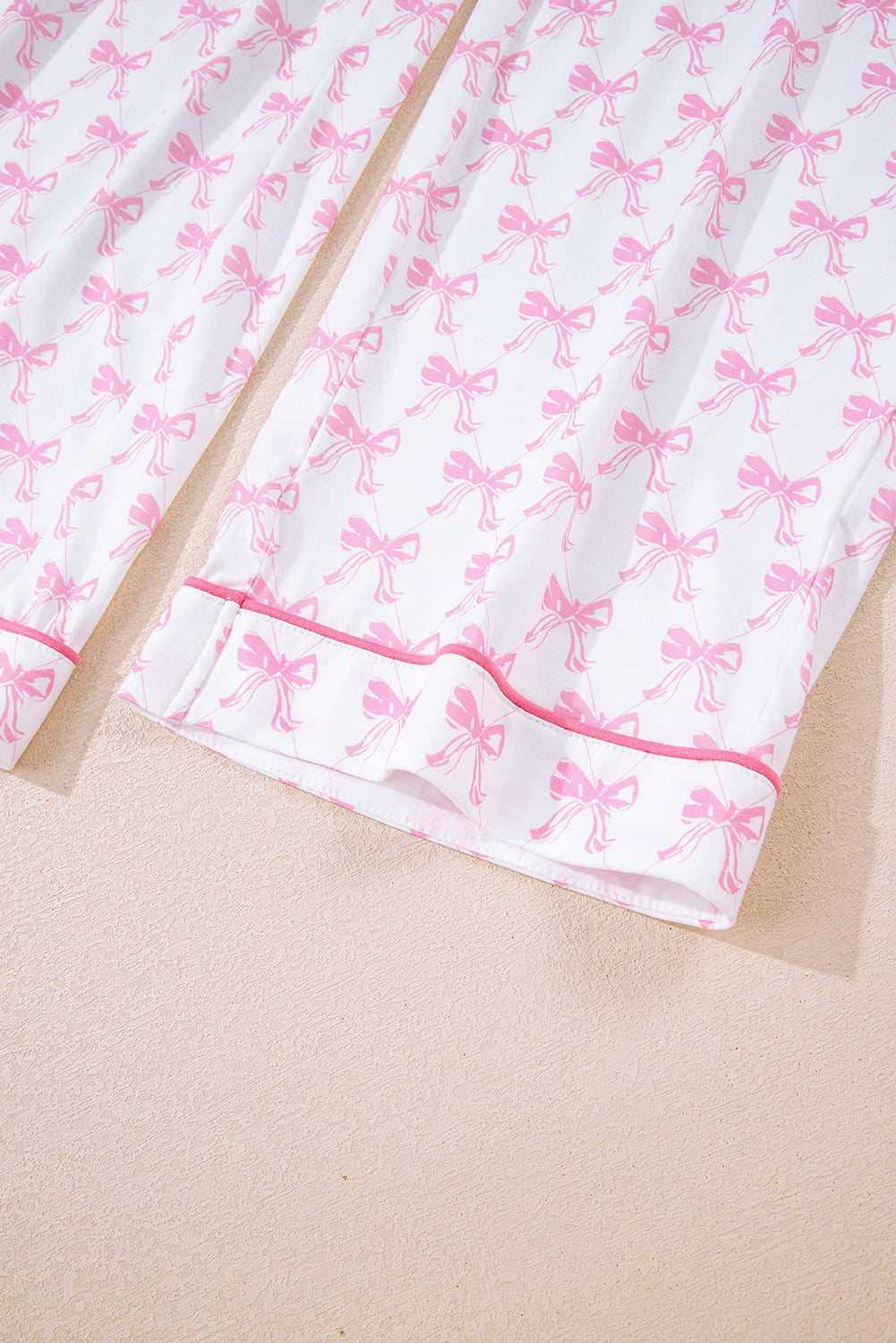 Soft Bow Print Long Sleeve Pajama Set with Pants