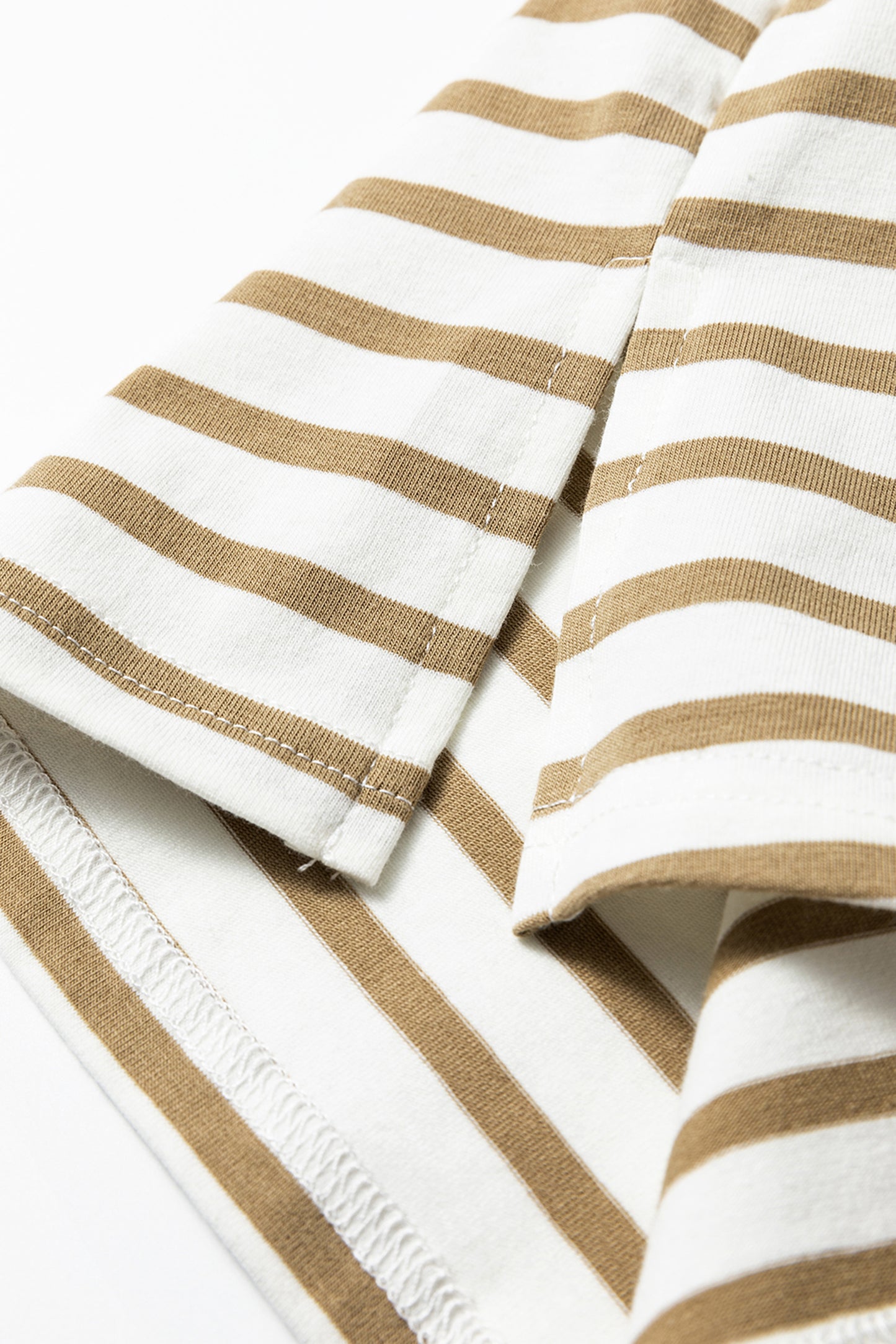 Striped Leopard Trim Tee Casual Loose Fit T Shirt