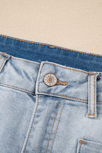Light Wash High Waisted Denim Shorts with Pockets