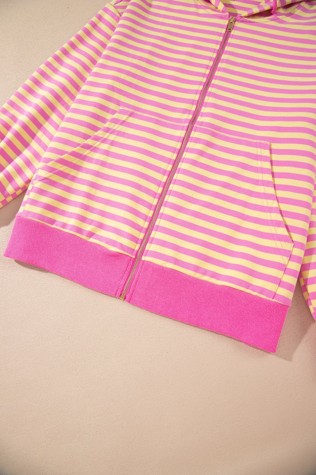 Striped Zip Up Hoodie Shorts Set Lounge Outfit