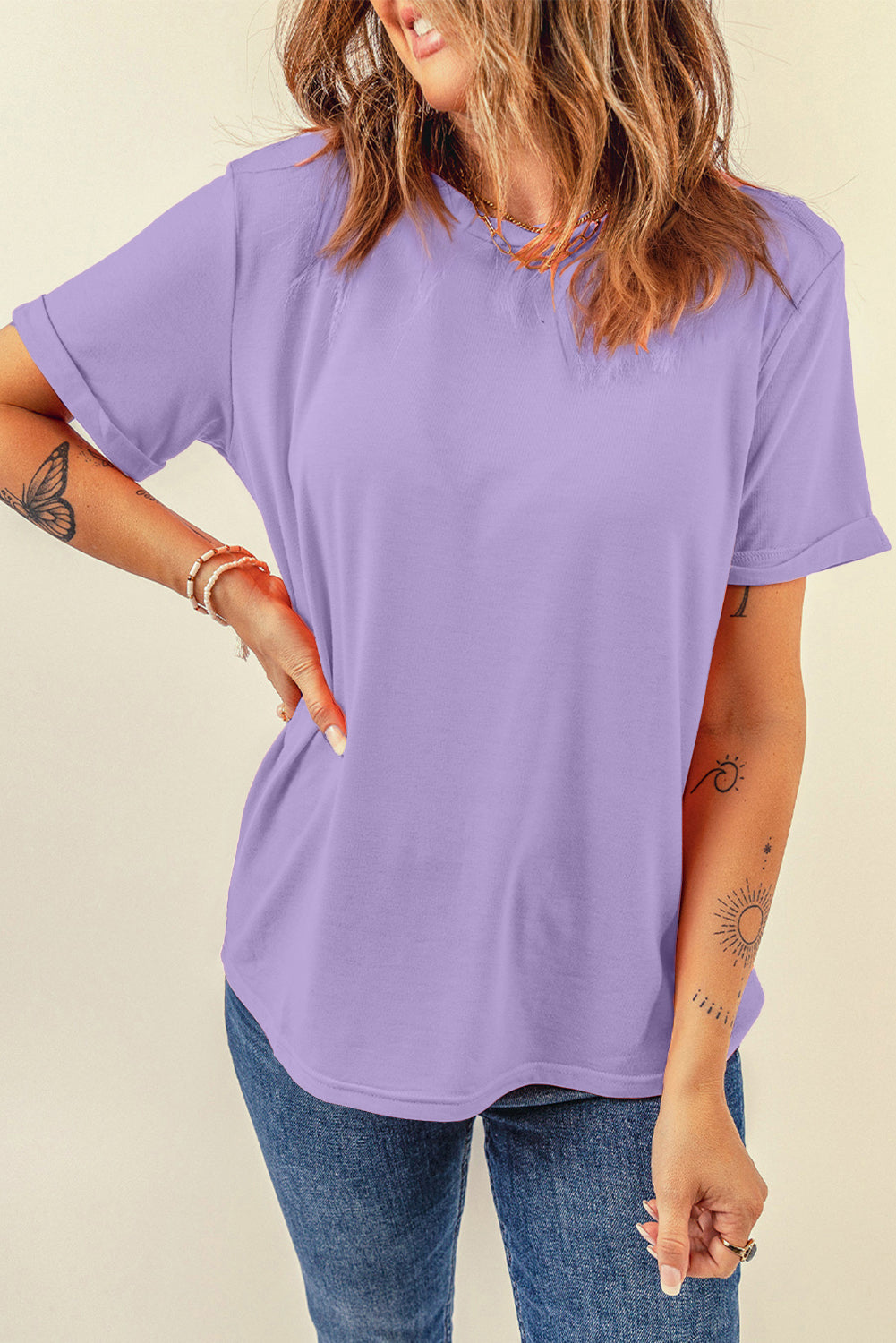 White Casual Crew Neck Short Sleeve Basic Tee