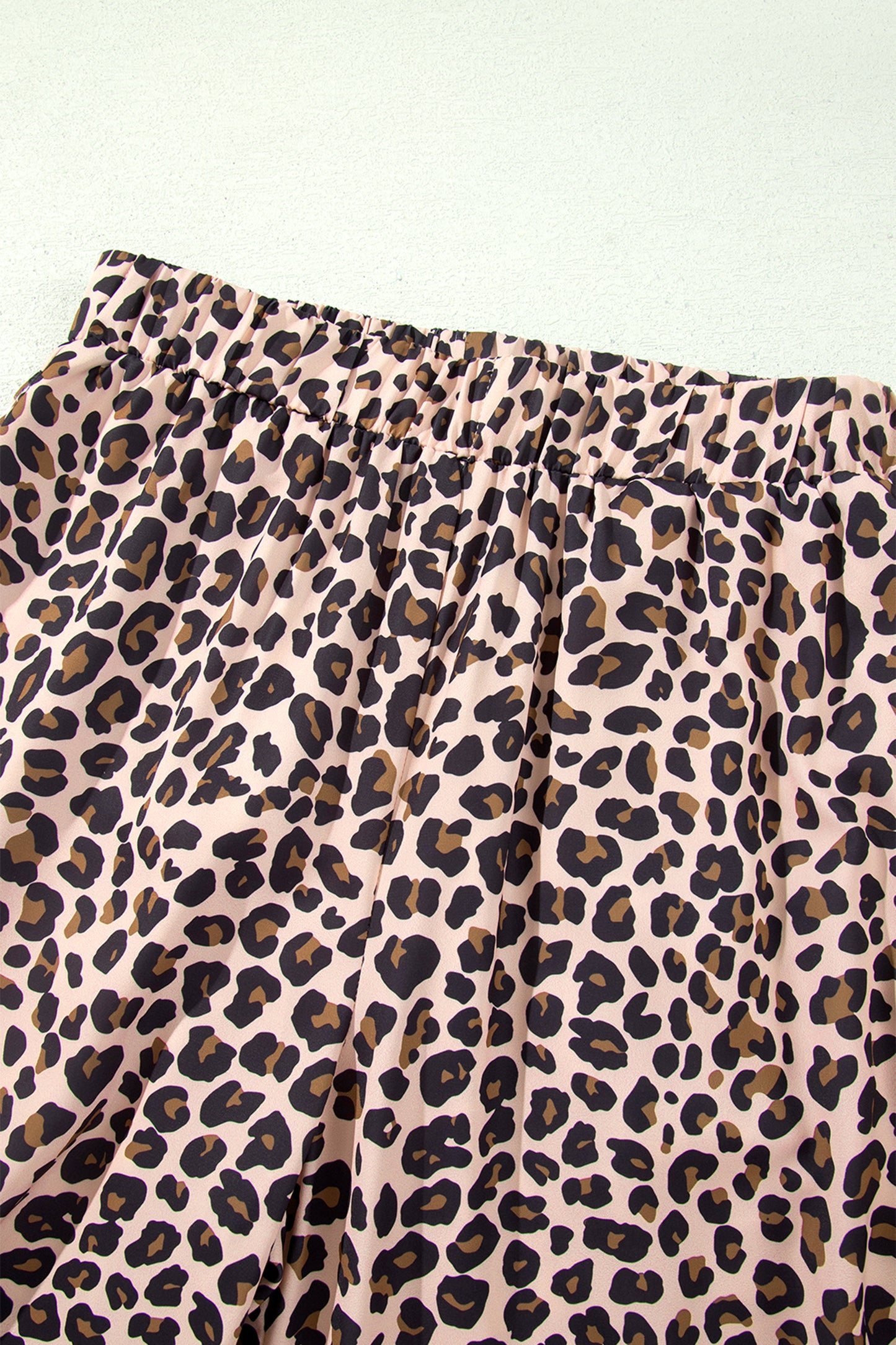 Leopard Print Wide Leg Pants with Side Stripe Detail