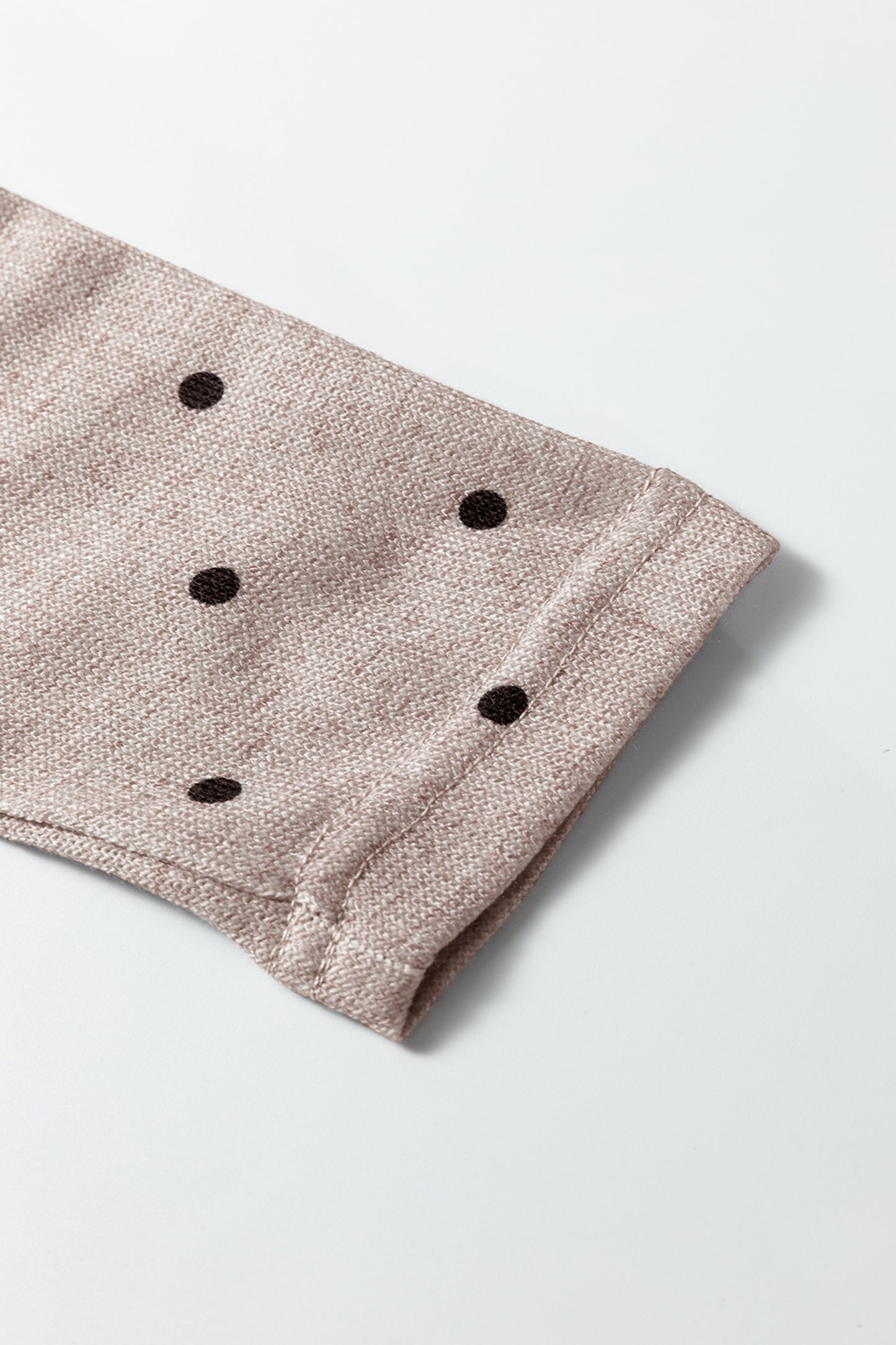 Dark Brown Polka Dot Boat Neck Long Sleeve Knit Top