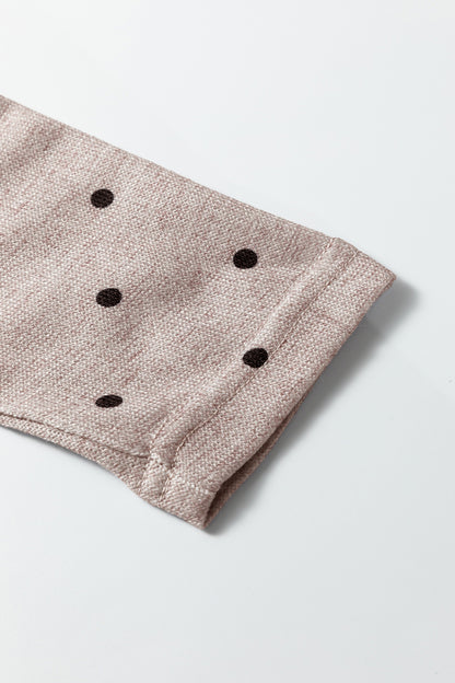 Dark Brown Polka Dot Boat Neck Long Sleeve Knit Top