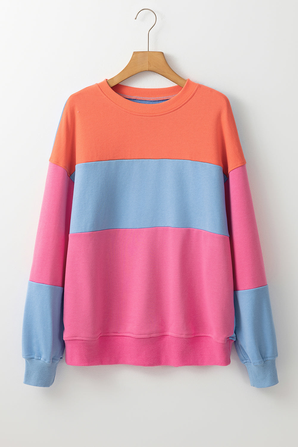 Mauve Colorblock Drop Shoulder Oversized Sweatshirt