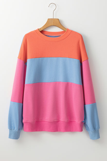 Mauve Colorblock Drop Shoulder Oversized Sweatshirt