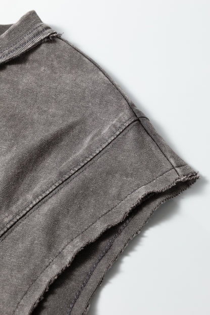Medium Grey Mineral Wash Boxy Cotton Tank Top