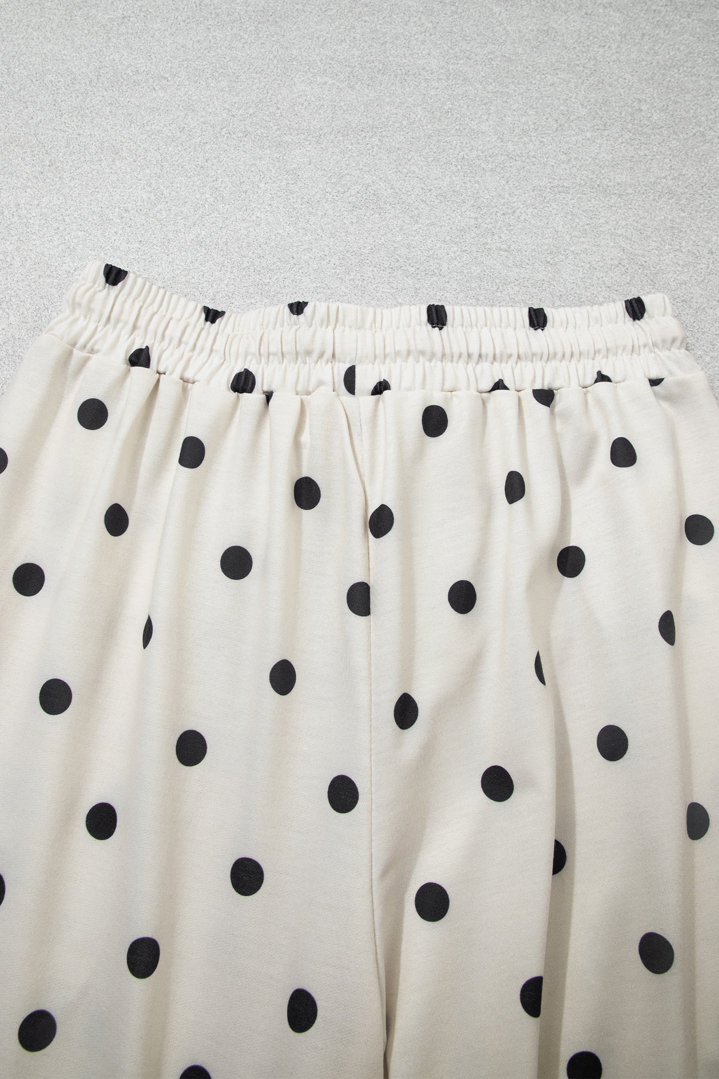 Polka Dot Puff Sleeve Wide Leg Two Piece Pants Set