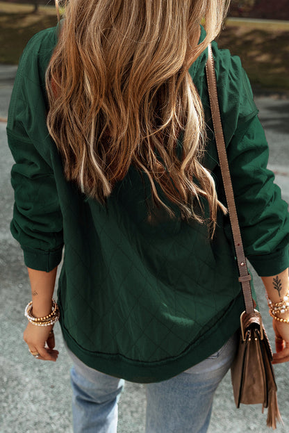 Chestnut Quilted Patchwork Exposed Seam Hoodie