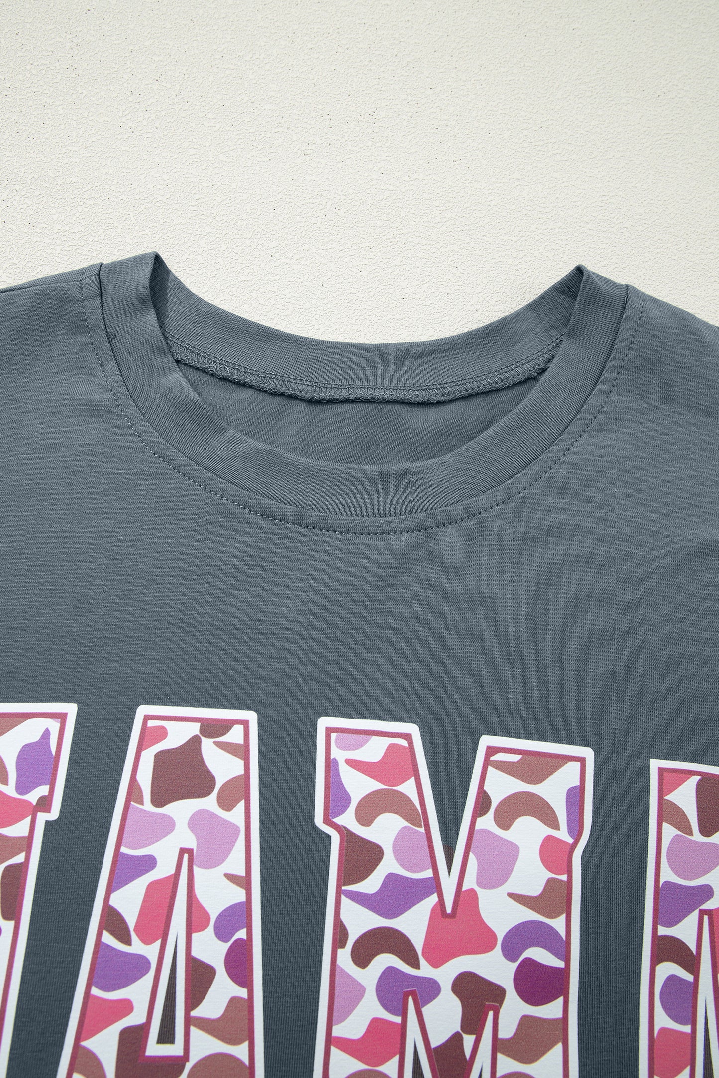 Grey MAMA Graphic Tee and Pink Camo Pants Set