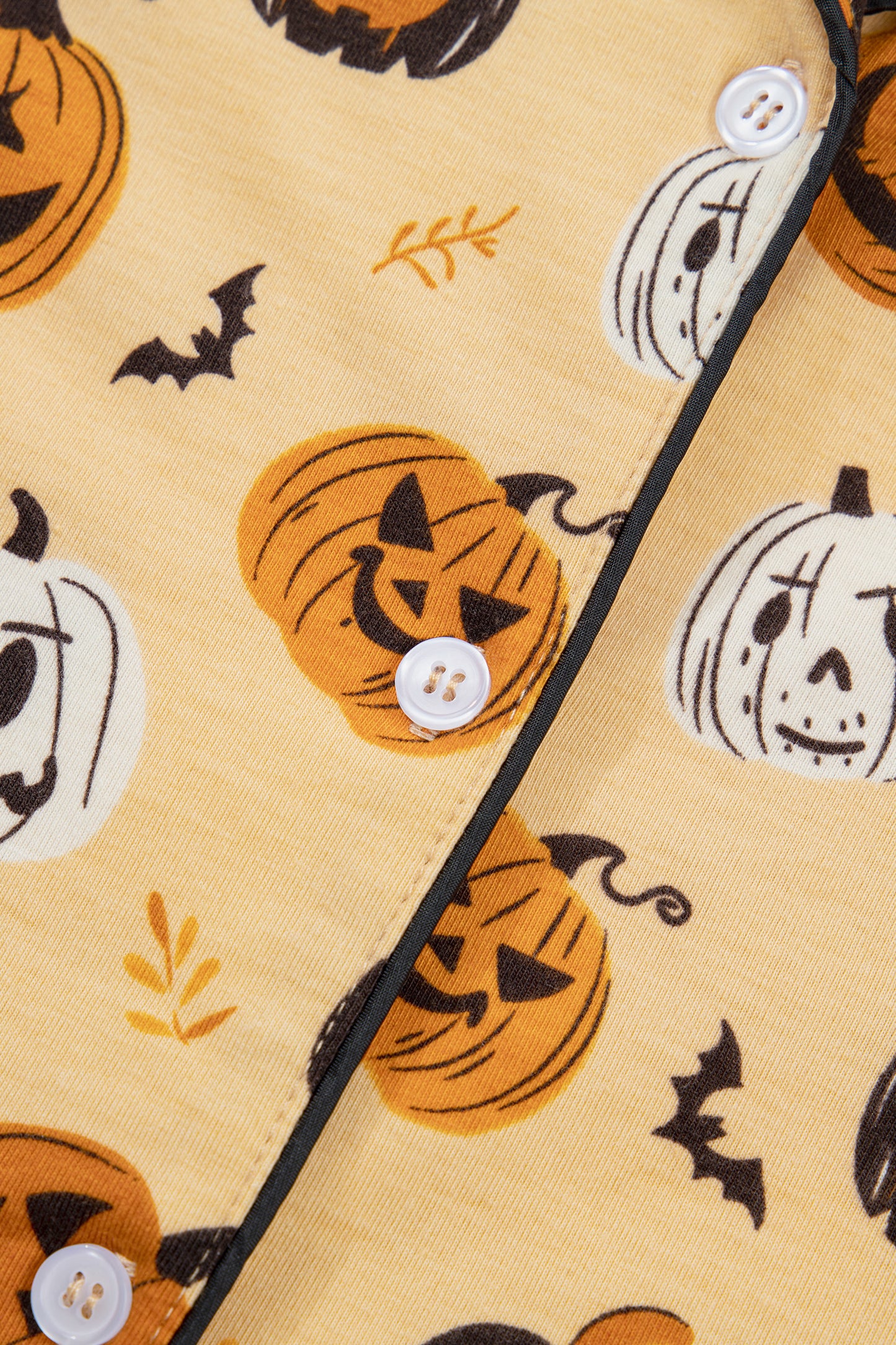 Halloween Pumpkin Print Ruffle Shorts Pajama Set