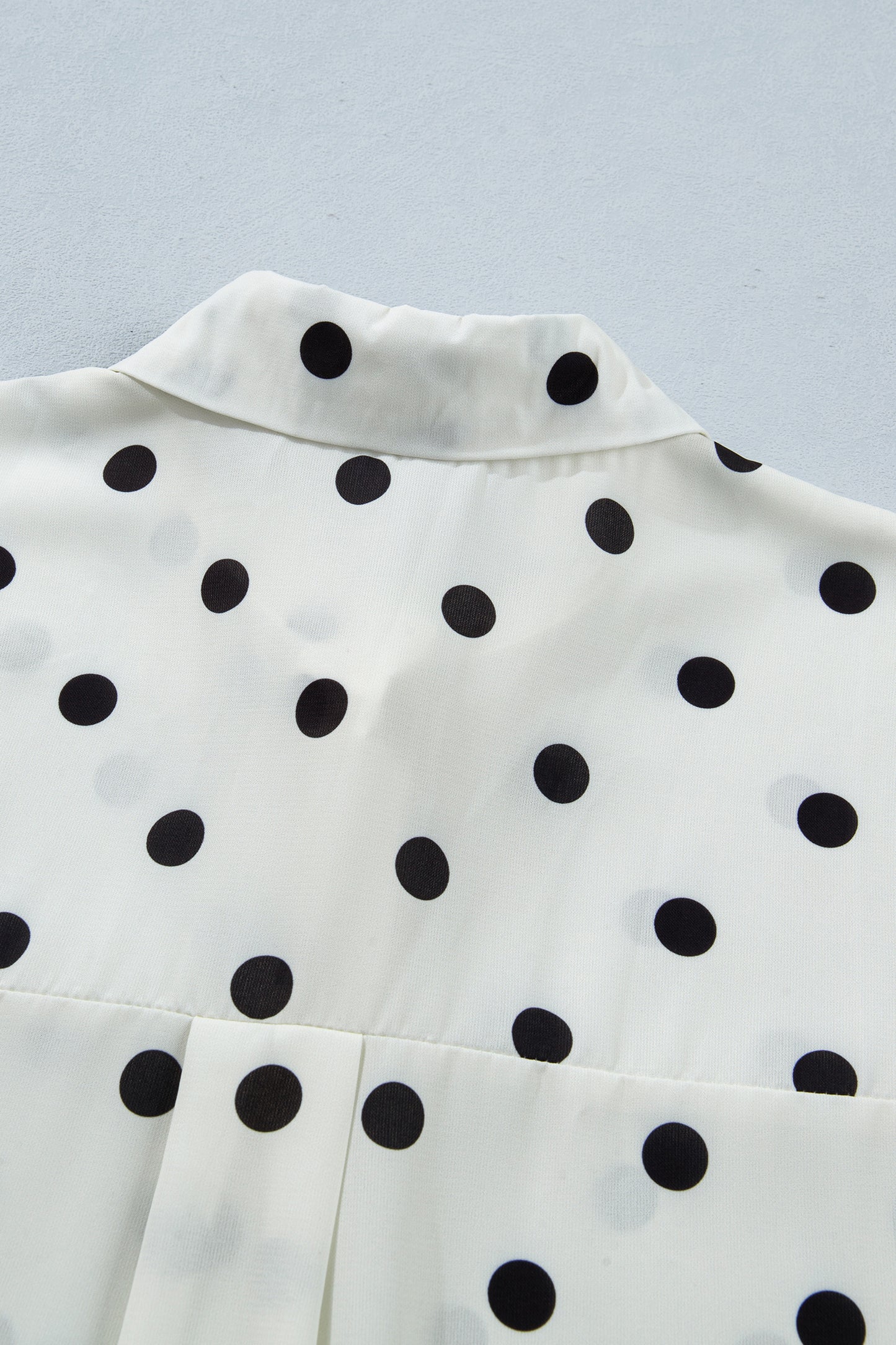 Beige Polka Dot Button Up Dolman Sleeve Loose Blouse