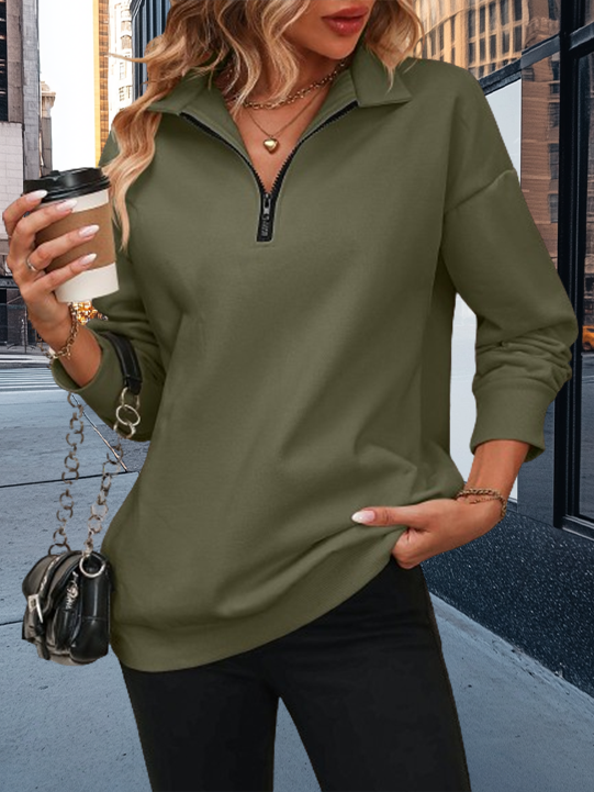 Long Sleeve Sweatshirt with Semi-Zipper