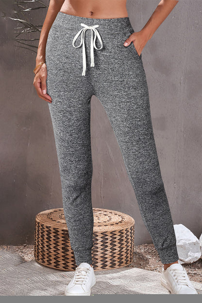 Dark Brown Drawstring Waist Pocketed Joggers