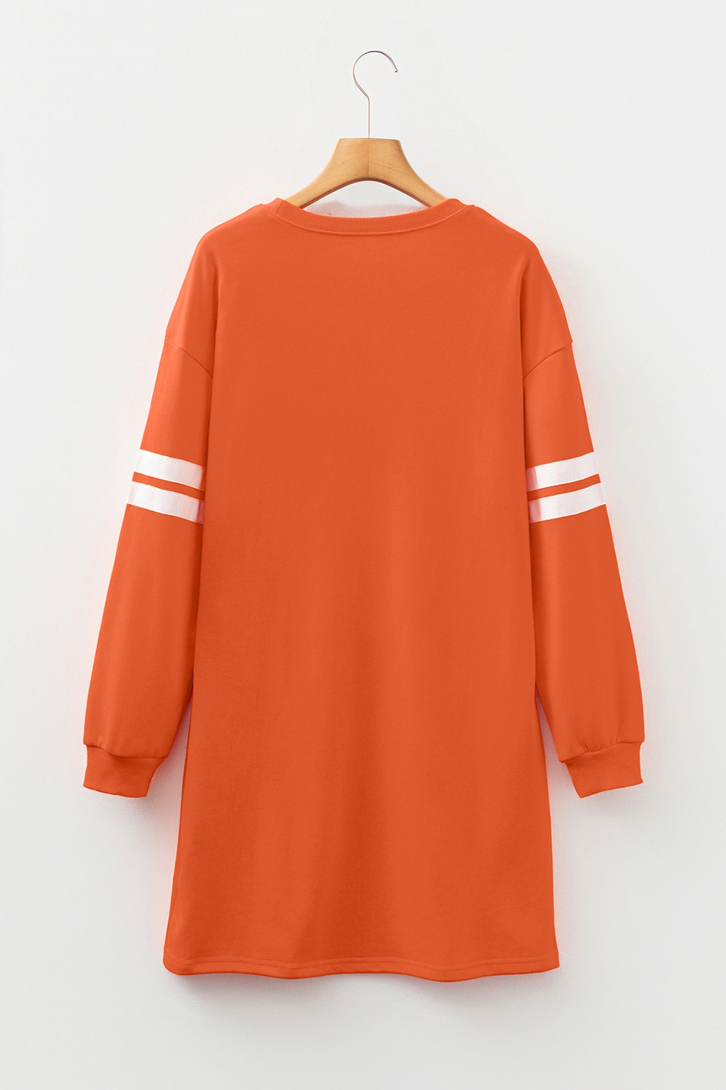 Leopard Pumpkin Graphic Varsity Stripe Sweatshirt Dress