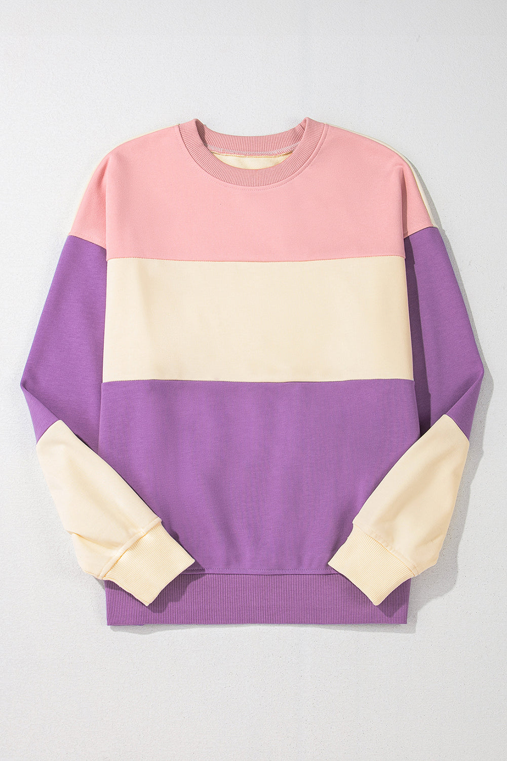 Mauve Colorblock Drop Shoulder Oversized Sweatshirt