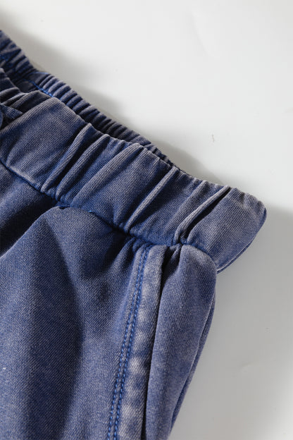 Women's Black Mineral Wash Wide Leg Patchwork Pants
