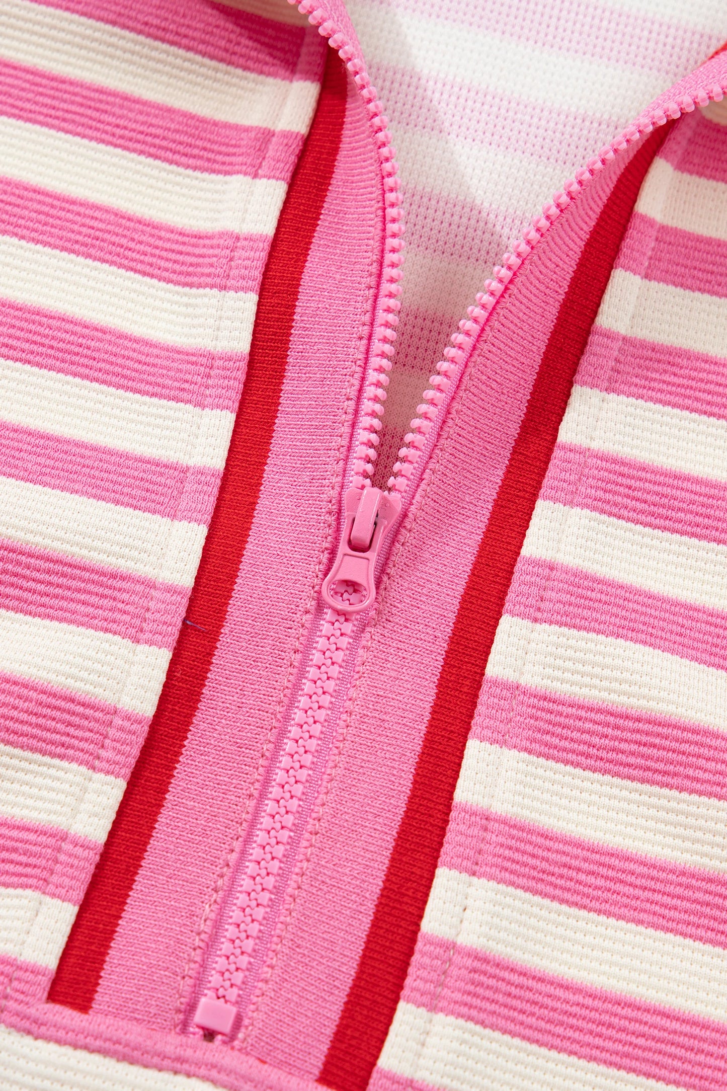 Striped Zip Collar Sleeveless Skort Set Casual Outfit