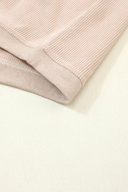 Apricot Ribbed Corduroy Oversized Long Sleeve Top
