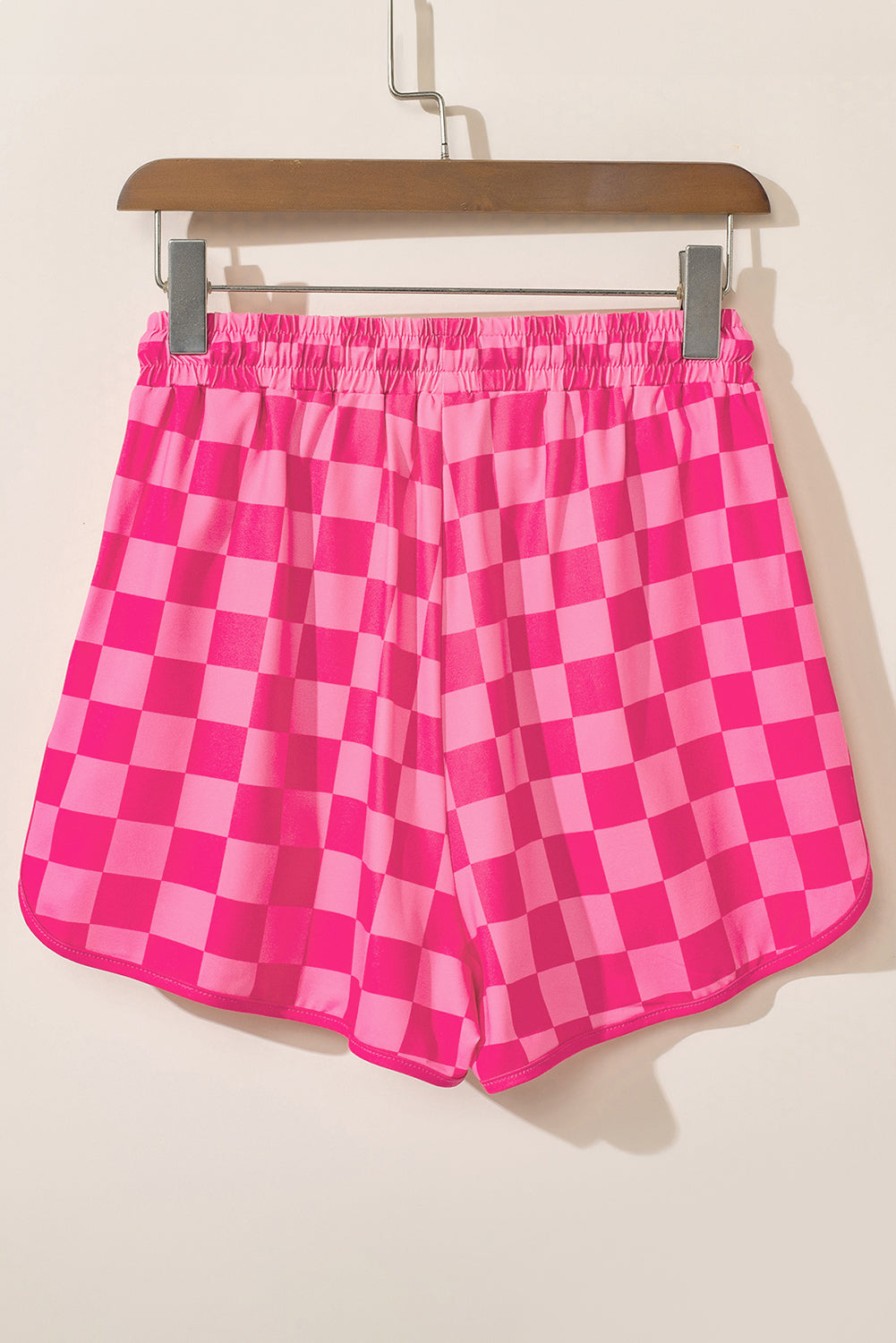 Checkered Drawstring High Waist Casual Lounge Shorts