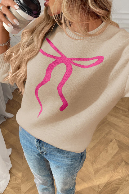 Cute Bow Graphic Knit Sweater in Soft