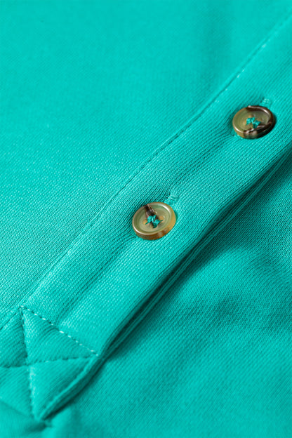 Sea Green Polo Collar T Shirt Dress Casual Shift Style