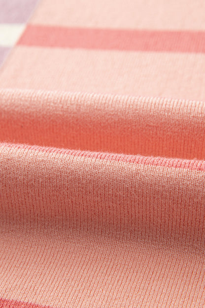 Neutral Colorblock Knit Sweater – Oversized Fit Pullover