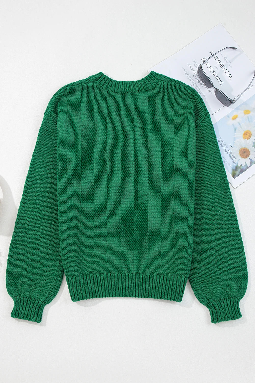 Evergreen Plaid Bow Graphic Christmas Sweater
