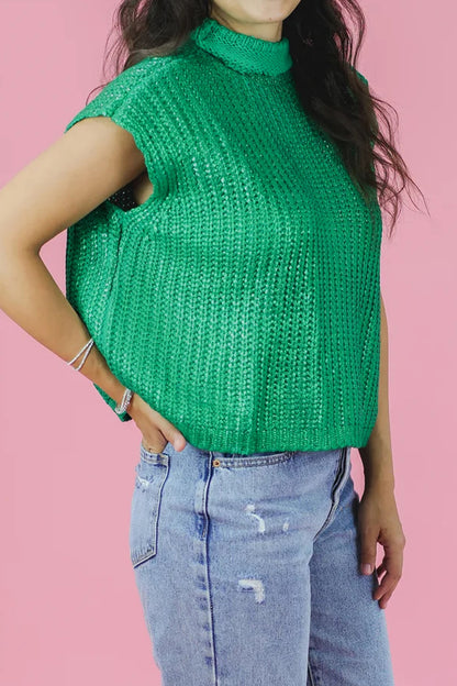 Mardi Gras Wisteria High Neck Knit Sweater Tee